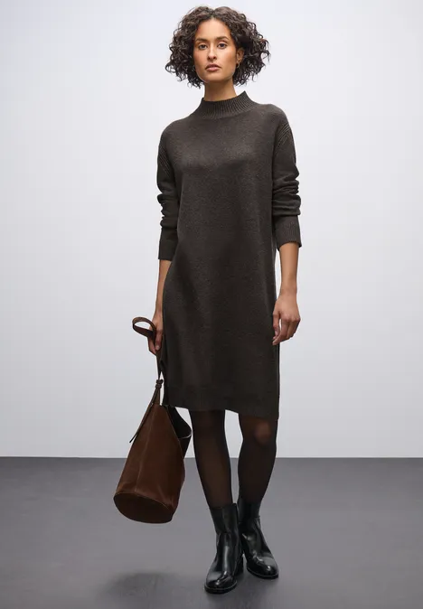 Midi Strickkleid darkest brown mel.