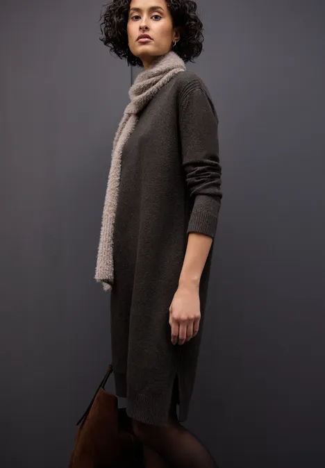 Midi Strickkleid darkest brown mel.