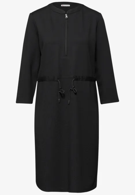 Jersey-Kleid mit Zipper Black