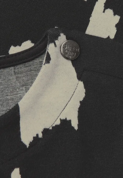 Jacquard-Kleid mit Knöpfen Black