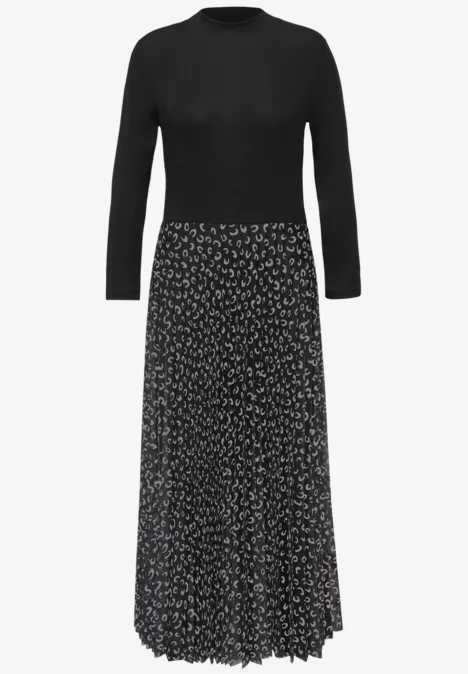 Kleid mit Plissée-Rock Black