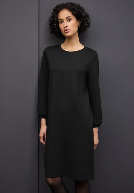 Jersey-Kleid in Unifarbe Black