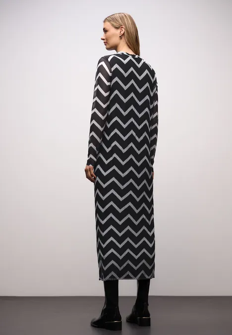 Jurk met plooien van mesh Black