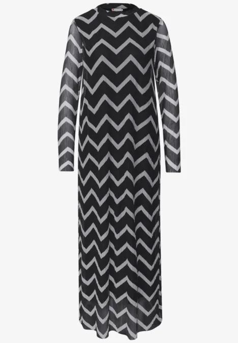 Jurk met plooien van mesh Black