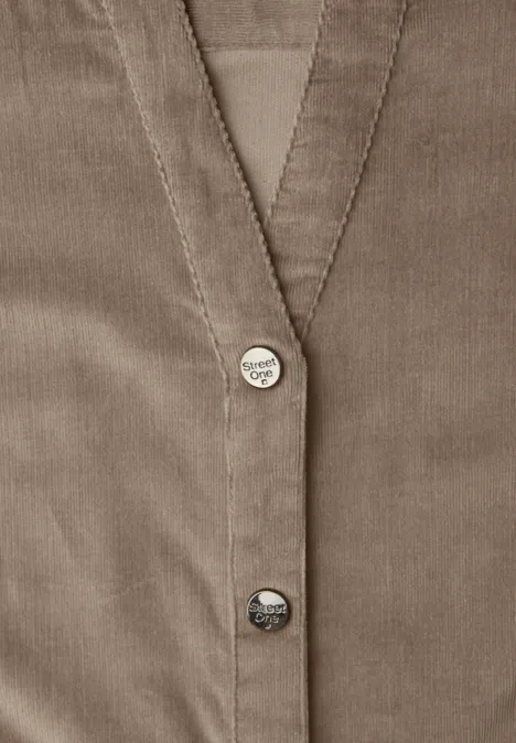 Corduroy jurk in effen kleur light terra mocha