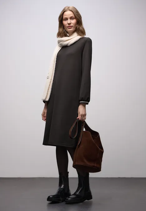 Jersey jurk darkest brown