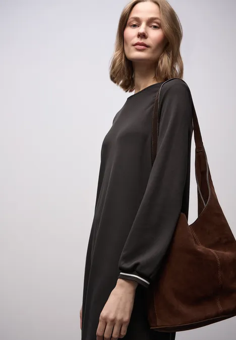 Jersey jurk darkest brown