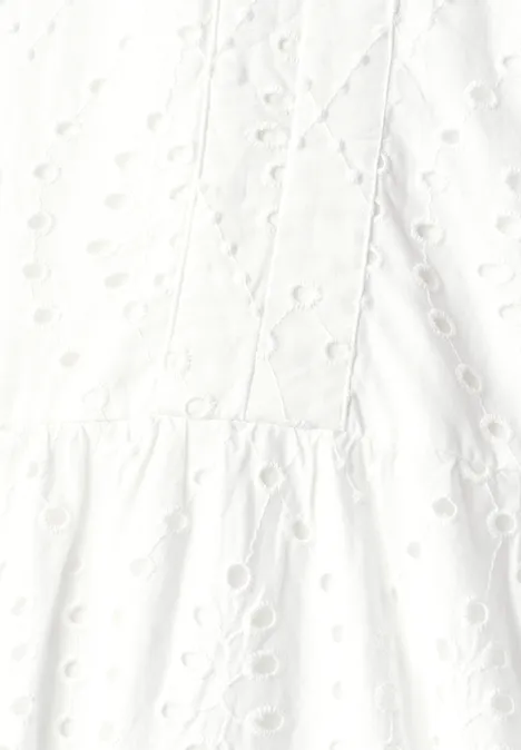 Knielanges Kleid mit Shiffleymuster off white Knielanges Kleid mit Shiffleymuster off white