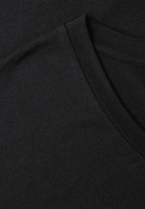 Robe midi avec col en V au look tricoté Black