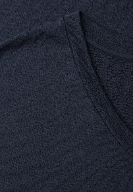 Robe midi avec col en V au look tricoté shadowed navy