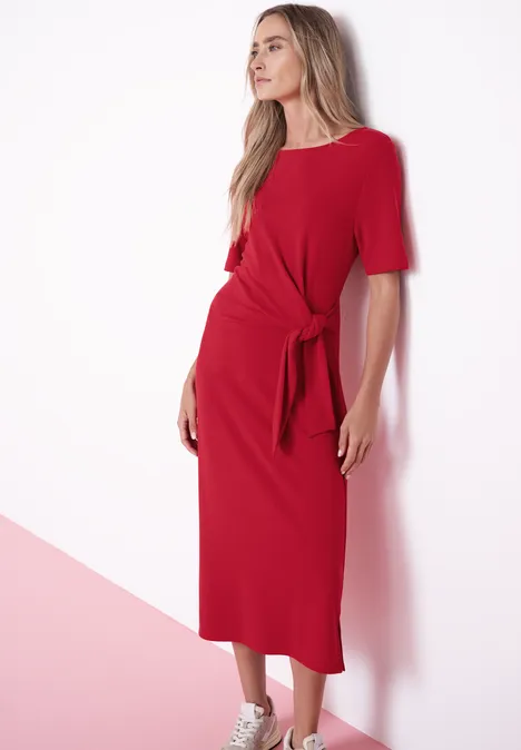 Robe midi avec détail de nœuds salsa red
