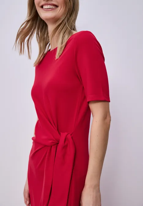 Midi-Kleid mit Knotendetail salsa red