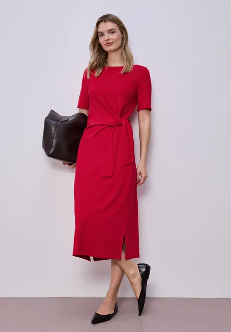 Midi-Kleid mit Knotendetail salsa red