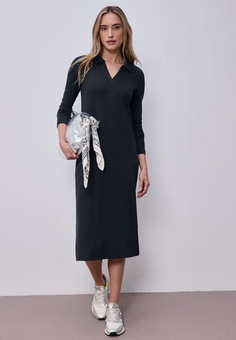 Midi-Kleid mit seitlichen Schlitzen shadowed navy