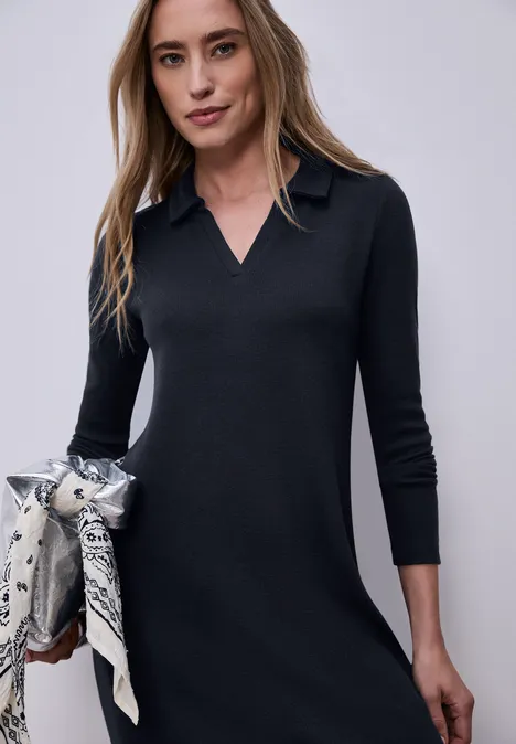 Midi-Kleid mit seitlichen Schlitzen shadowed navy