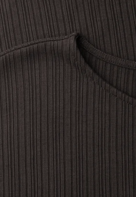 Robe midi en jersey côtelé espresso brown