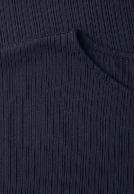 Sukienka midi z dżerseju o strukturze w prążki shadowed navy