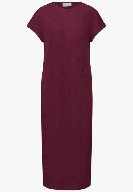 Midi-Kleid aus Jersey in Rippstruktur truffle red