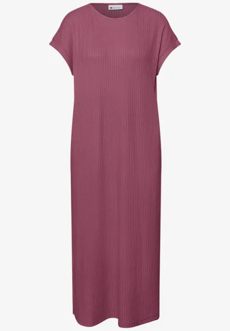 Sukienka midi z dżerseju o strukturze w prążki dark clouded blush