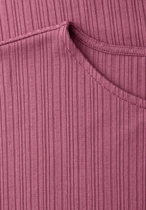 Sukienka midi z dżerseju o strukturze w prążki dark clouded blush