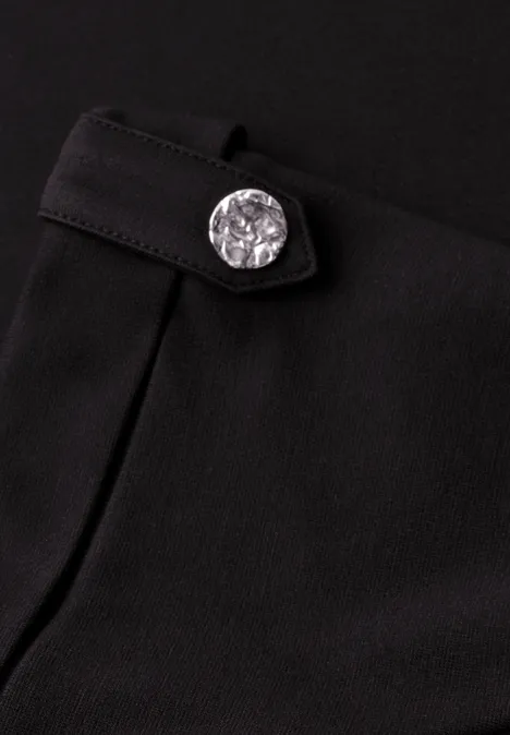 Midi-Kleid mit Rundhals und Knöpfen Black