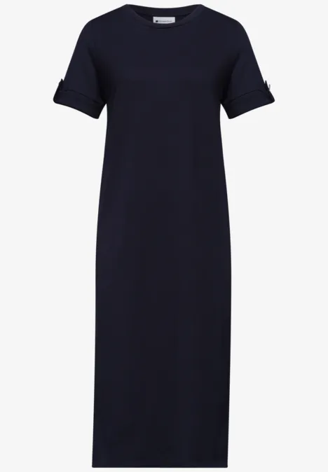 Midi-Kleid mit Rundhals und Knöpfen shadowed navy