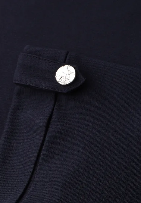 Midi-Kleid mit Rundhals und Knöpfen shadowed navy