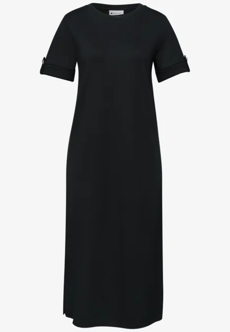 Midi-Kleid mit Rundhals und Knöpfen deep bound green