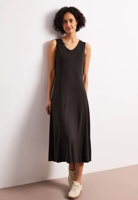 Midi-Kleid ohne Ärmel in Unifarbe espresso brown