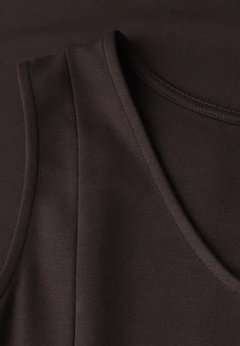 Midi-Kleid ohne Ärmel in Unifarbe espresso brown