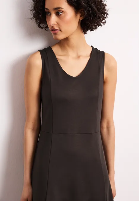 Midi-Kleid ohne Ärmel in Unifarbe espresso brown