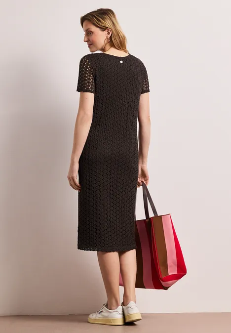 Midi-Kleid aus Spitze in Unifarbe espresso brown