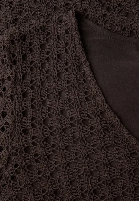 Midi-Kleid aus Spitze in Unifarbe espresso brown