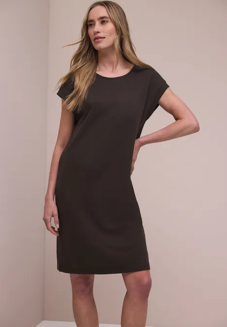 Robe longueur genou en jersey espresso brown