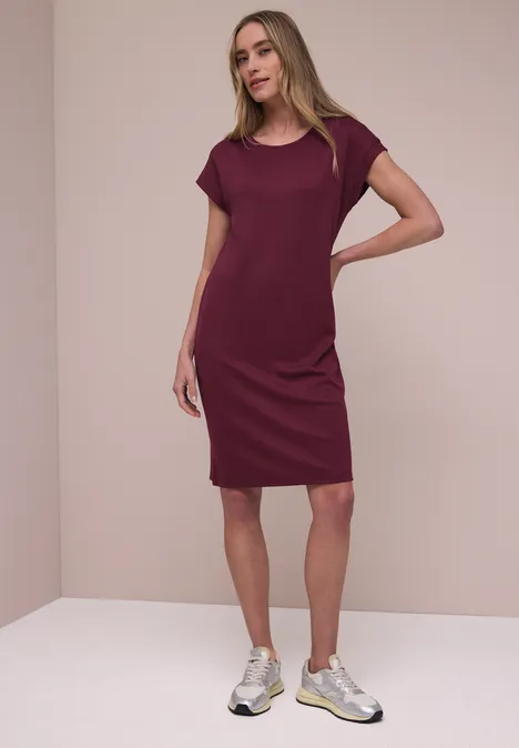 Robe longueur genou en jersey truffle red