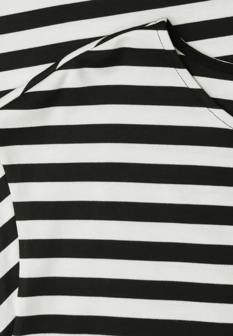 Knielange jersey jurk met strepen Black