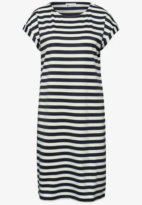 Knielanges Kleid aus Jersey mit Streifen shadowed navy Knielanges Kleid aus Jersey mit Streifen shadowed navy