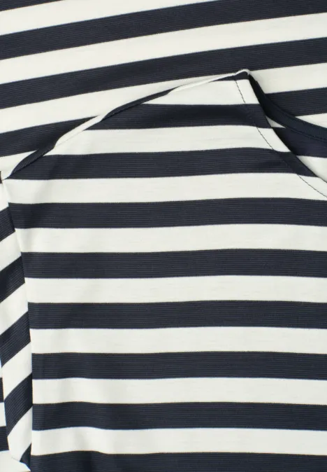 Knielanges Kleid aus Jersey mit Streifen shadowed navy Knielanges Kleid aus Jersey mit Streifen shadowed navy