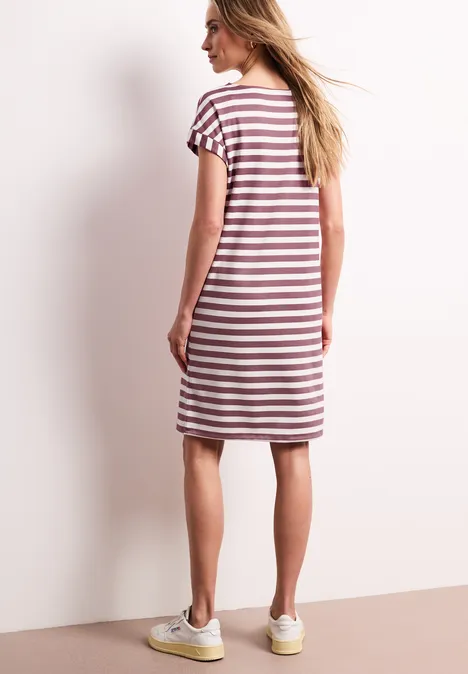 Knielanges Kleid aus Jersey mit Streifen dark clouded blush Knielanges Kleid aus Jersey mit Streifen dark clouded blush