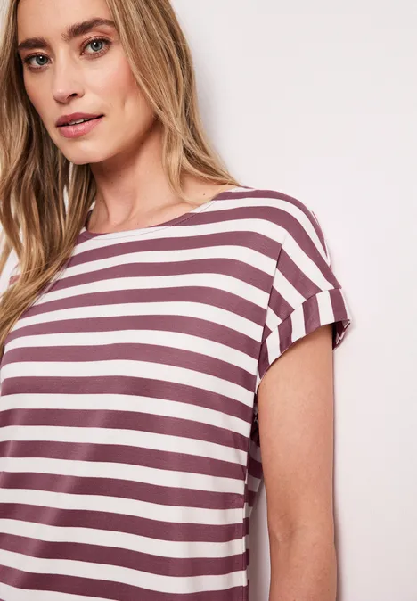 Knielanges Kleid aus Jersey mit Streifen dark clouded blush Knielanges Kleid aus Jersey mit Streifen dark clouded blush