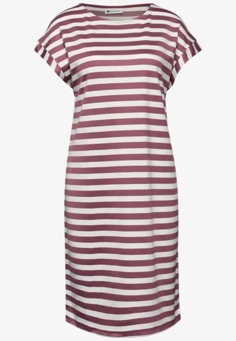 Knielanges Kleid aus Jersey mit Streifen dark clouded blush Knielanges Kleid aus Jersey mit Streifen dark clouded blush