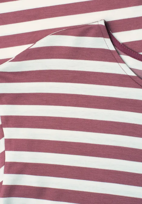 Knielanges Kleid aus Jersey mit Streifen dark clouded blush Knielanges Kleid aus Jersey mit Streifen dark clouded blush