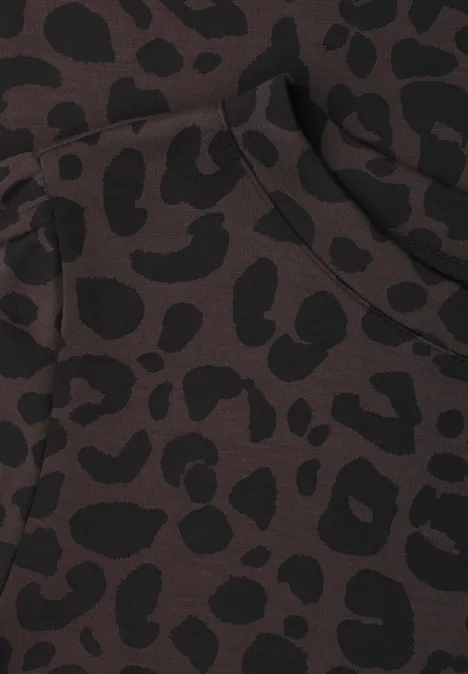 Donkerbruine stof met zwart luipaarddessin