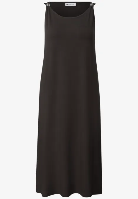 Knielanges Kleid mit Schnallendetail espresso brown Schlichtes, ärmelloses Midi-Kleid in Schwarz mit rundem Halsausschnitt.