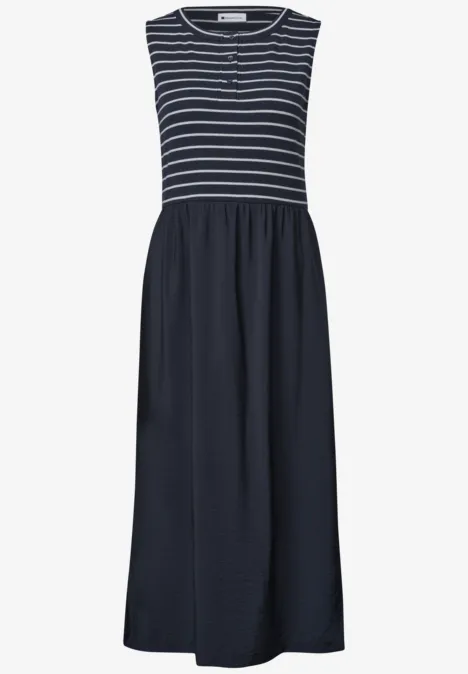 Robe maxi bleu marine sans manches avec haut à rayures blanches