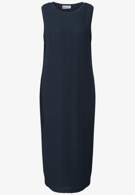Midikleid aus Spitze mit Rundhals darkest blue Ärmelloses, midilanges, dunkelblaues Rippstrickkleid mit rundem Ausschnitt.