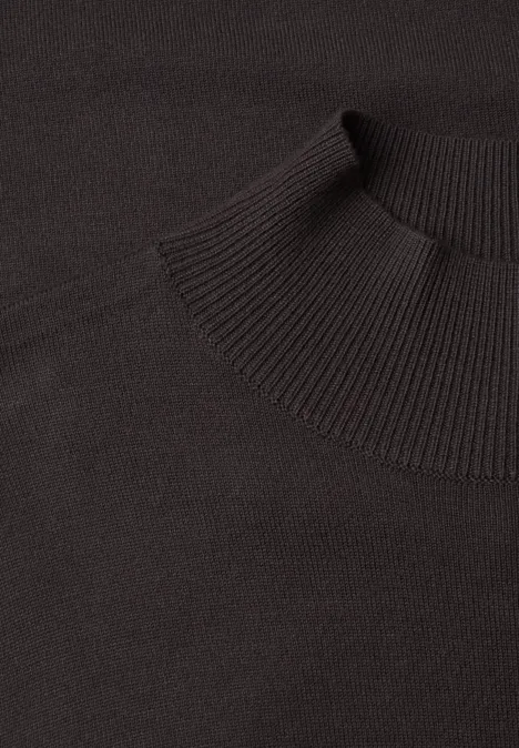 Knielanges Strickkleid mit Turtle Neck black coffee