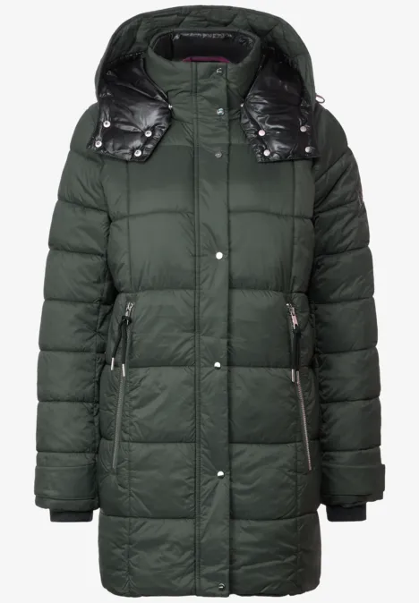 Manteau matelassé à capuche verdant green