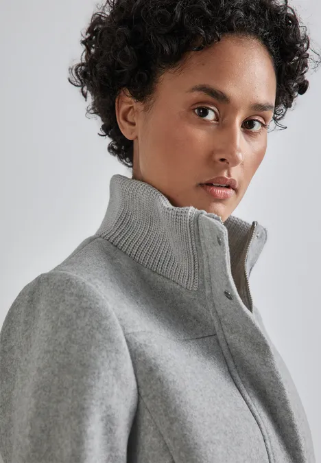 Jas met gebreide details metallic grey