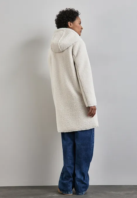 Manteau en peluche avec capuche snow cream